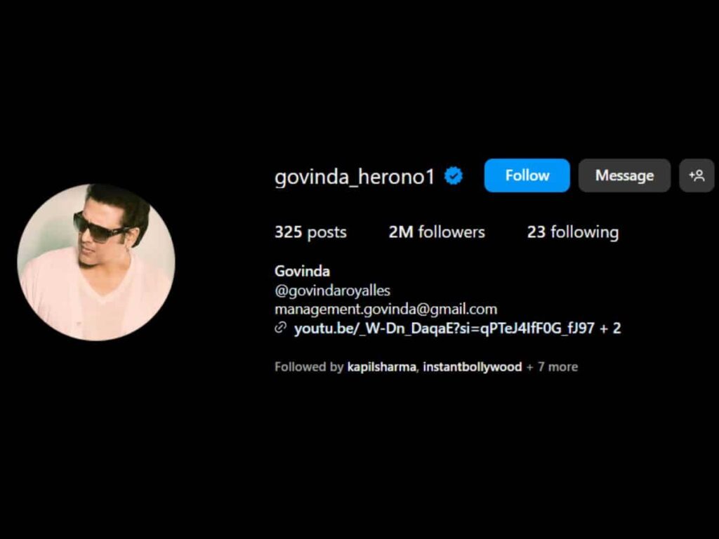 Govinda Instagram Account