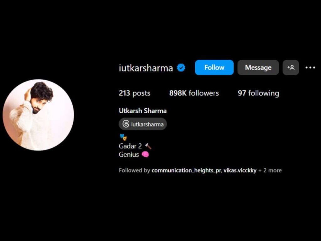 Utkarsh Sharma instagram