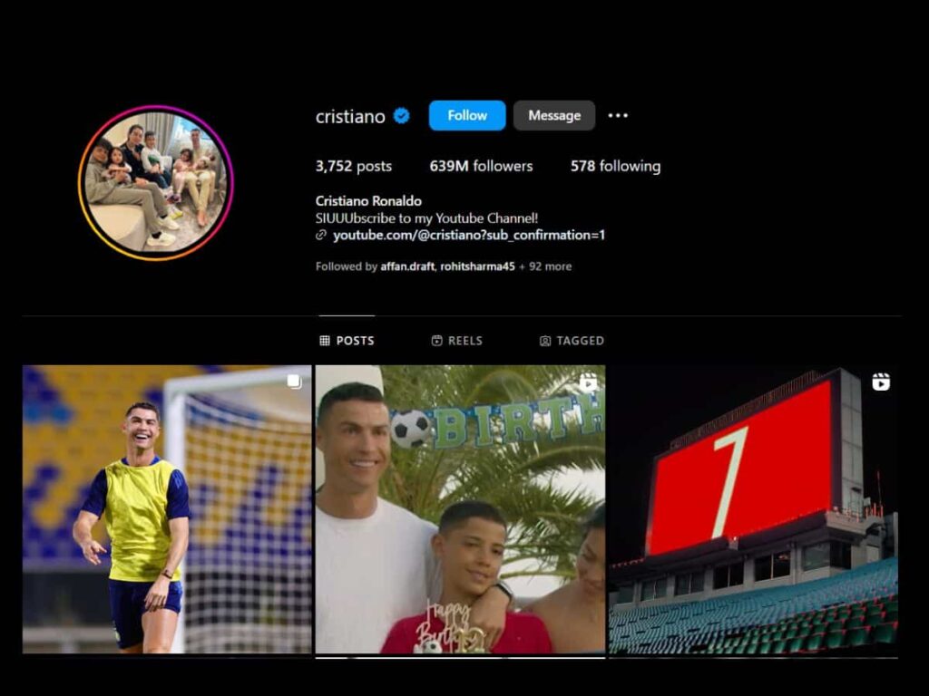 Christiano Ronaldo instagram account